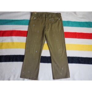 VTG 60s Lee Riders Serge Brown Twill USA Made Faded 36x27 Talon Work Pants Mens